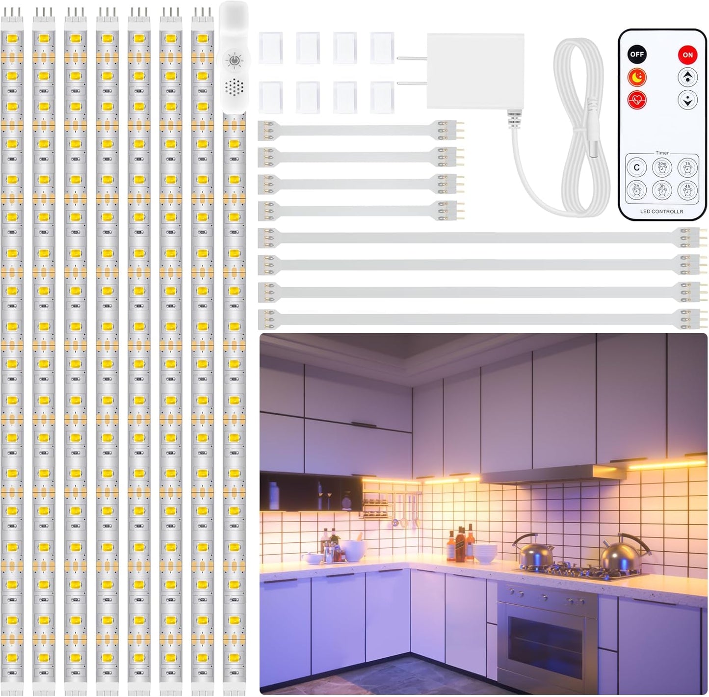 LAFULIT Cabinet and Desk LED Strip – Consistent Work Surface Illumination, Memory Brightness for Repeatable Video Call Setups