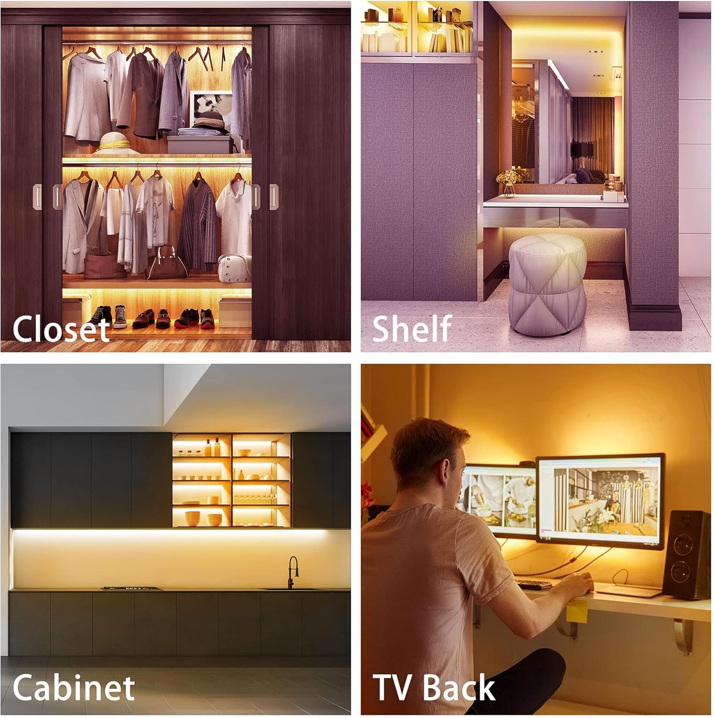 LAFULIT Cabinet and Desk LED Strip – Consistent Work Surface Illumination, Memory Brightness for Repeatable Video Call Setups