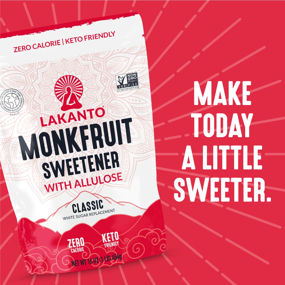 Lakanto Classic White Monk Fruit Sweetener with Allulose – Streamlined Pantry Essential for Effortless Cooking