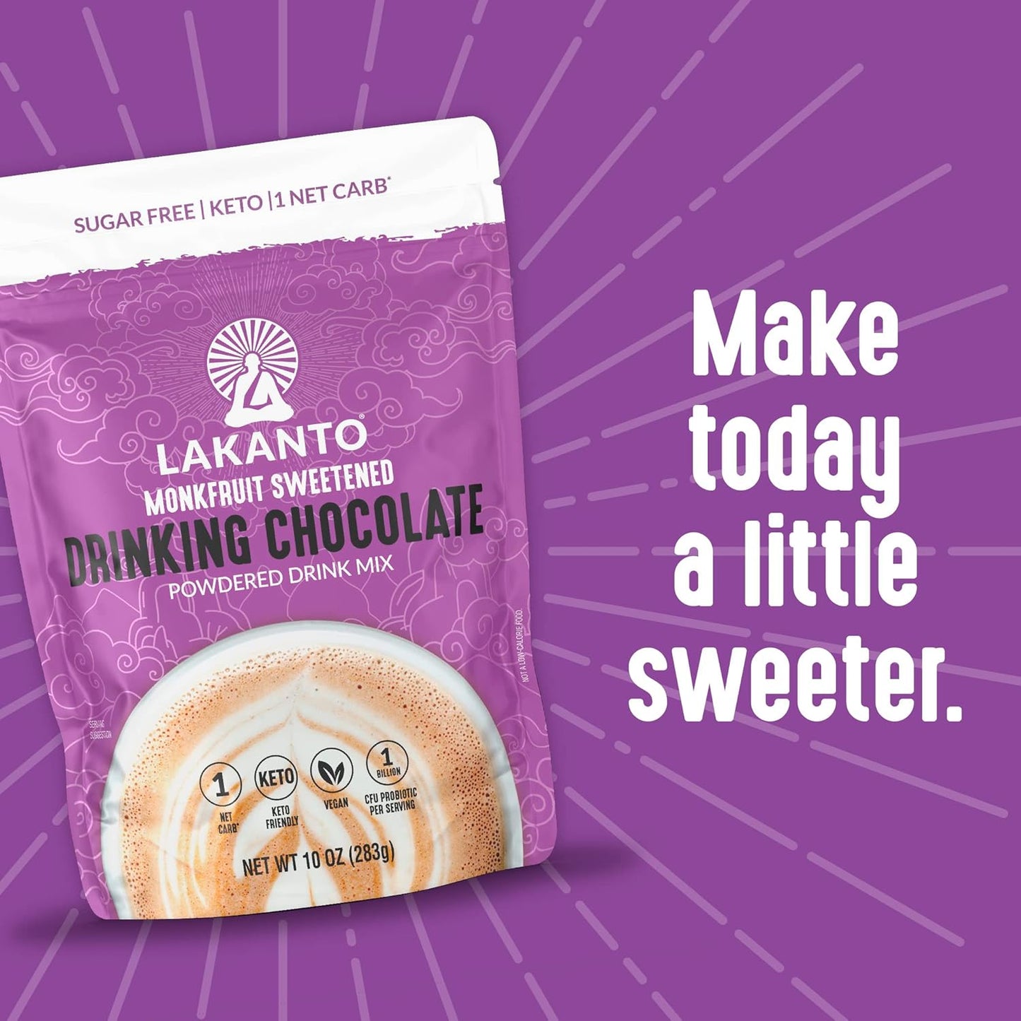 Lakanto Keto Drinking Chocolate - Daily Wellness Cocoa for Carb-Conscious Mindful Moments, Vegan Dutch Cocoa, 26 Servings