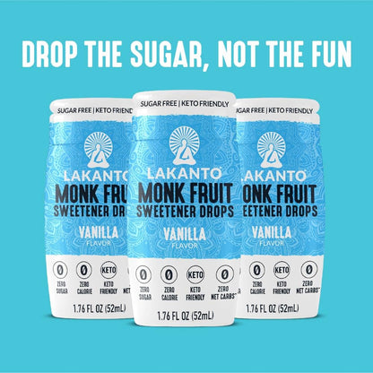 Lakanto Liquid Monk Fruit Vanilla — Mess Free Dropper for the Office Keurig and Desk Side Beverage Routine