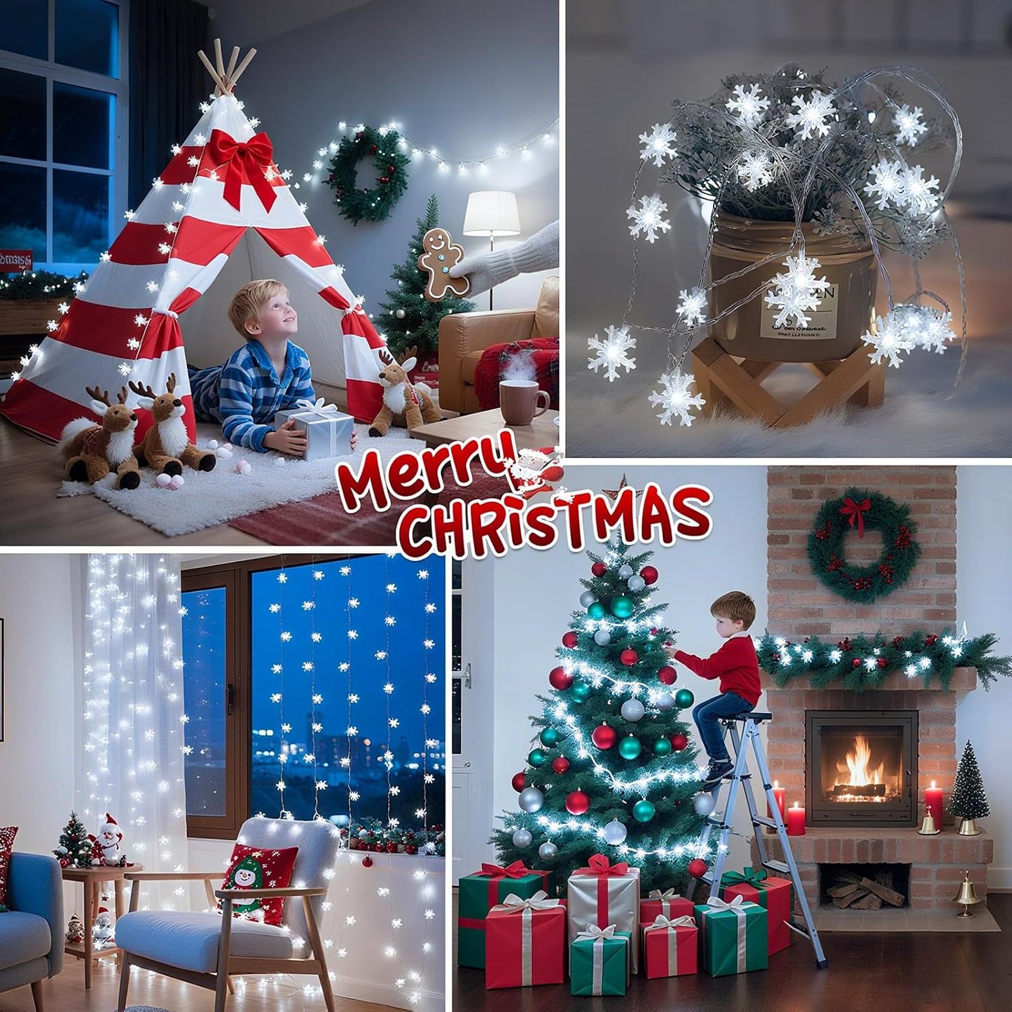 Lakumu 20FT Snowflake String Lights Waterproof Battery Powered for Outdoor Dining Area and Porch Ambiance