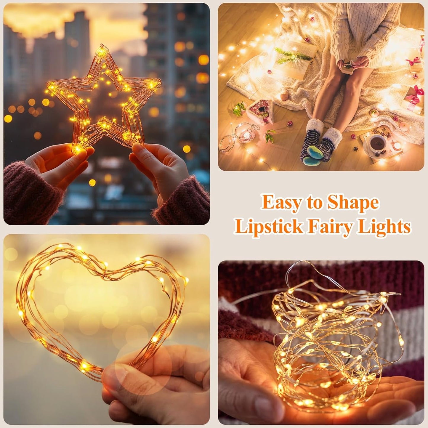 Lakumu Mini LED String Lights Smoke Free – Safe Ambient Lighting Alternative to Candles for Bedroom and Bathroom