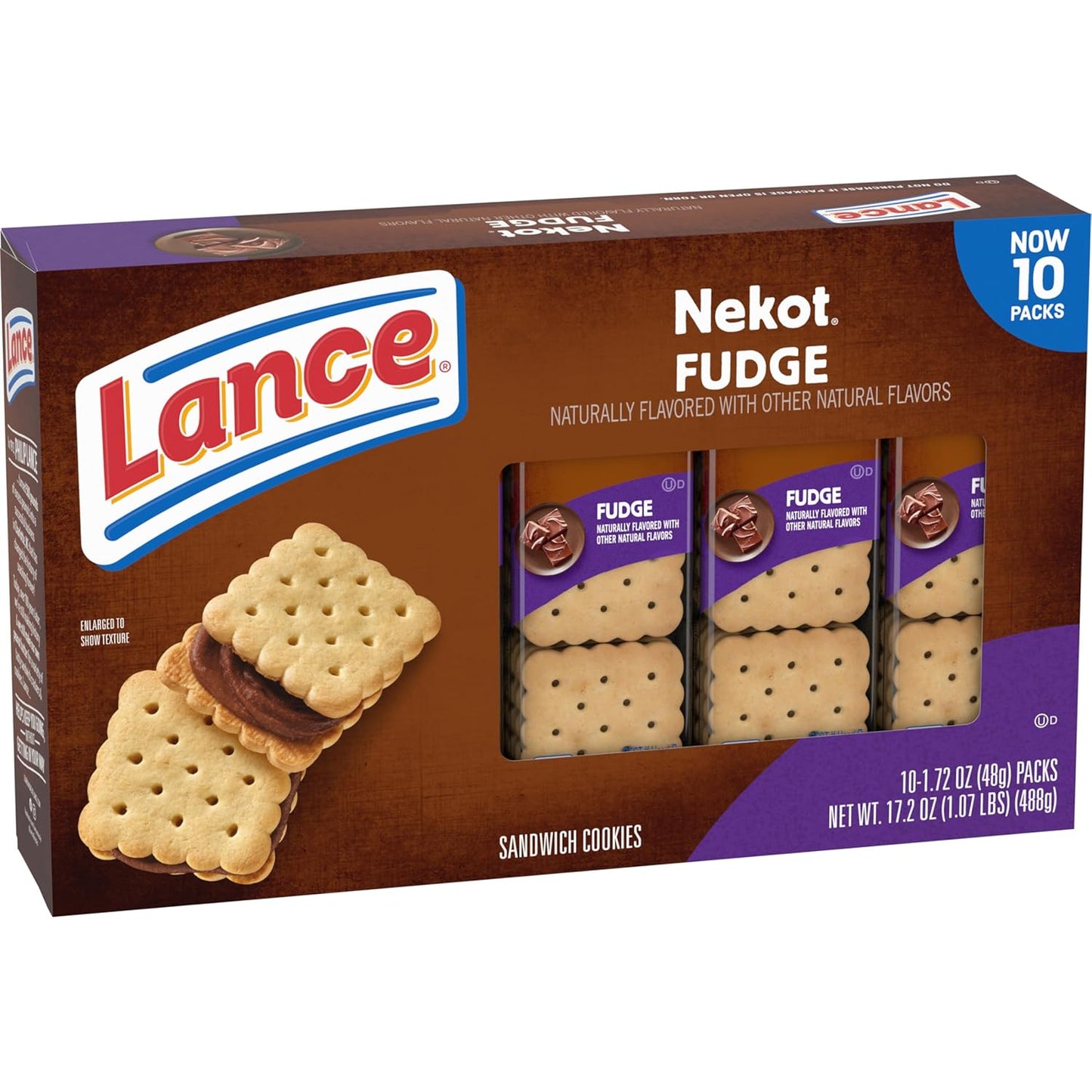 Lance Sandwich Cookies, Nekot Fudge Variety Pack, Heartfelt Care Package Gift for Students, Soldiers, and Loved Ones
