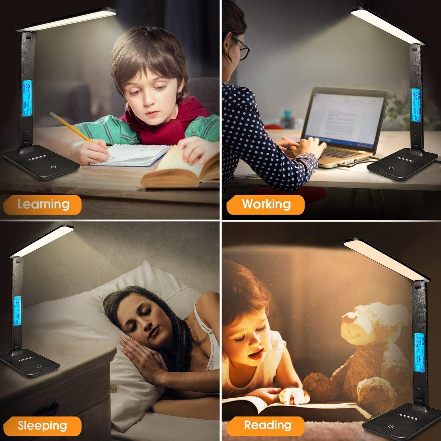 LAOPAO LED Desk Lamp with Wireless Charger – Task Light for Home Office and Study Nook with Anti-Glare Shade and Touch Controls