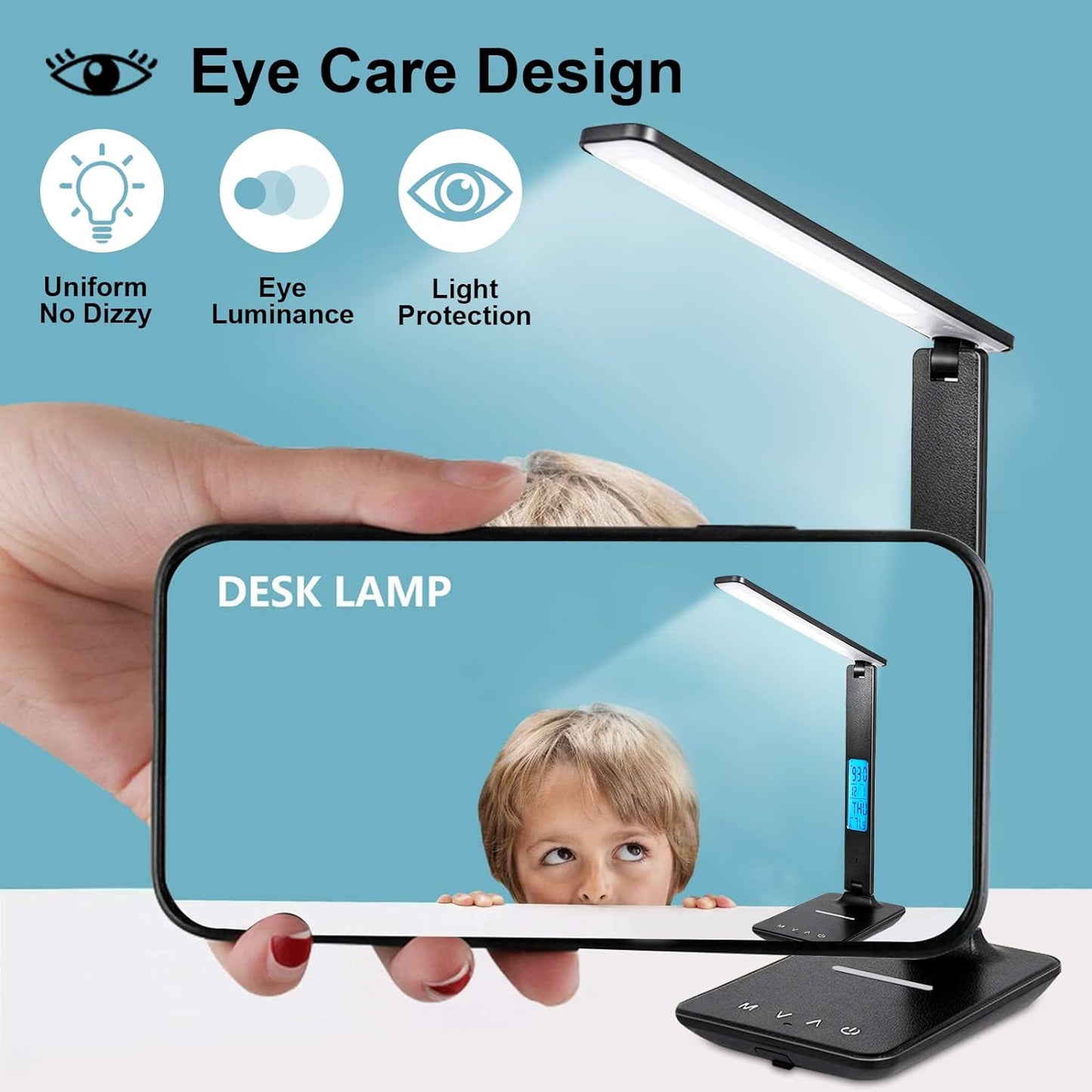 LAOPAO LED Desk Lamp with Wireless Charger – Task Light for Home Office and Study Nook with Anti-Glare Shade and Touch Controls