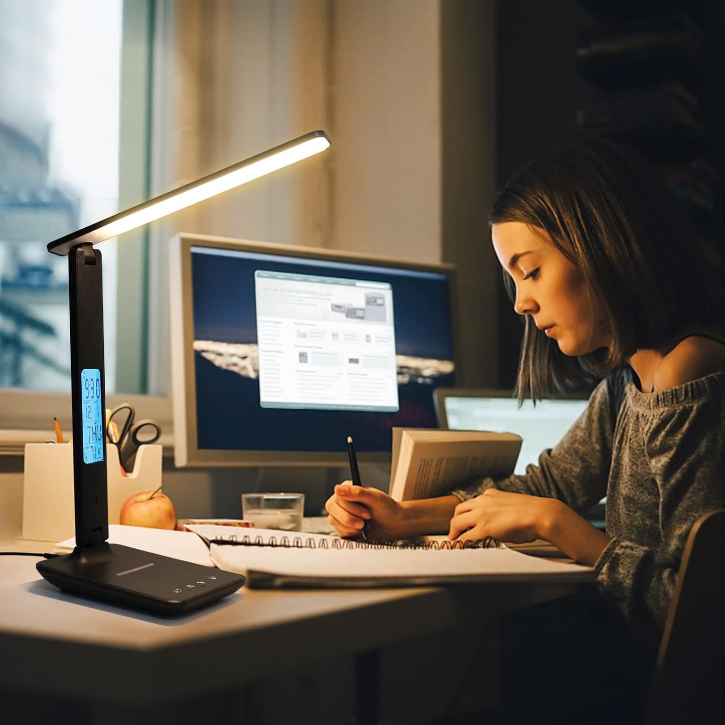 LAOPAO LED Desk Lamp with Wireless Charger – Task Light for Home Office and Study Nook with Anti-Glare Shade and Touch Controls
