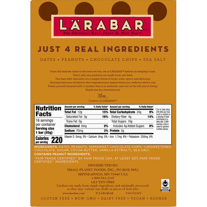 Larabar Peanut Butter Chocolate Chip – Wholesome Office Drawer Snack for Mindful Eating Breaks, Dairy-Free Bar