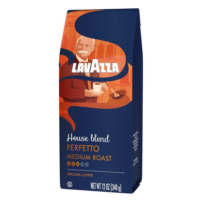 Lavazza House Blend Perfetto Medium Roast Coffee – Gentle Caramel-Noted Brew for Wellness Routines, 100% Arabica Ground for Drip Makers