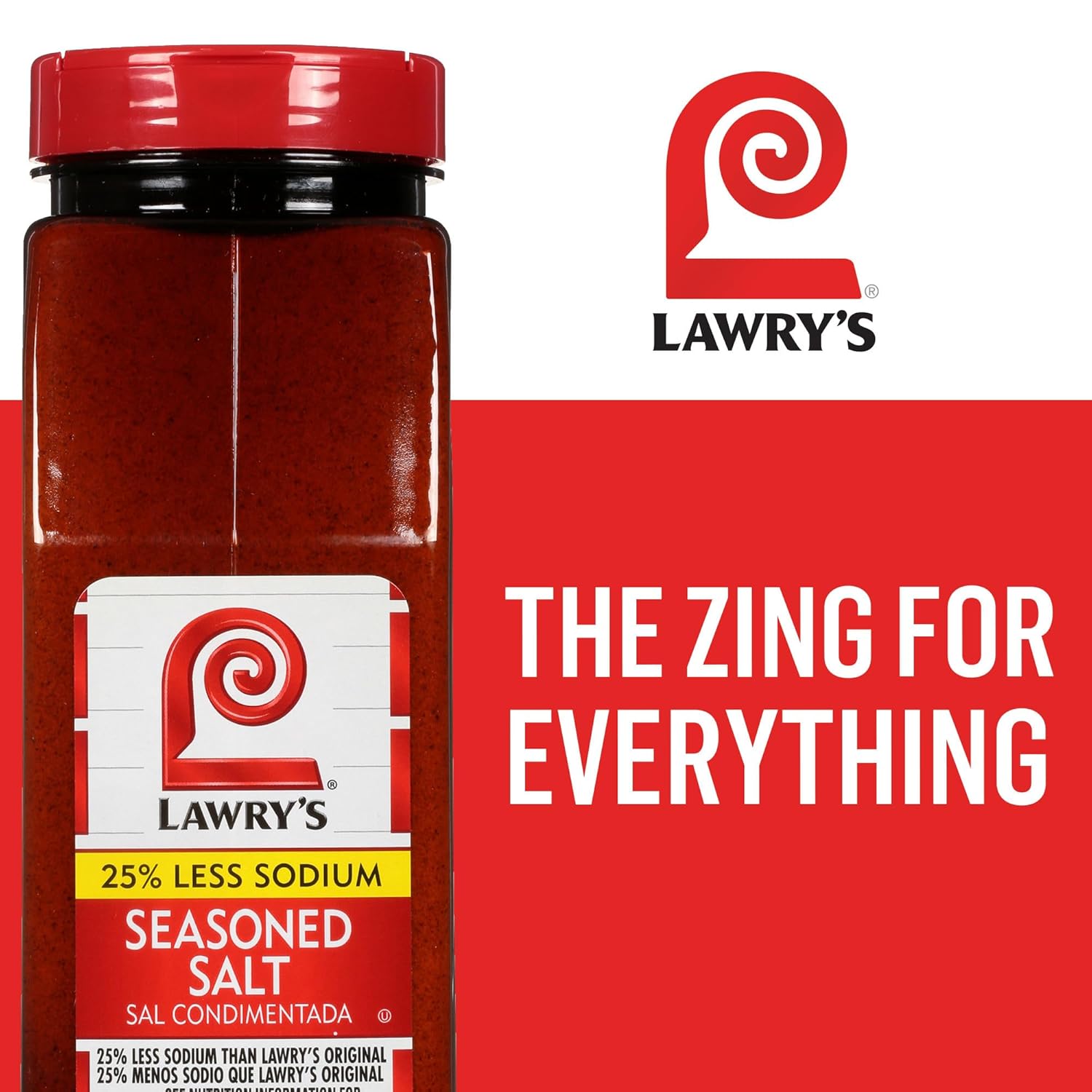 Lawry's 25% Less Sodium Seasoned Salt – High-Volume 6-Pack for Foodservice Pros, Batch Cooking and Busy Prep Days