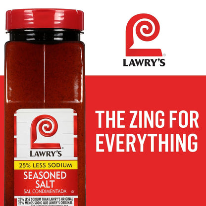 Lawry's 25% Less Sodium Seasoned Salt – High-Volume 6-Pack for Foodservice Pros, Batch Cooking and Busy Prep Days
