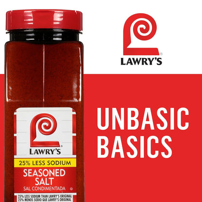 Lawry's 25% Less Sodium Seasoned Salt – High-Volume 6-Pack for Foodservice Pros, Batch Cooking and Busy Prep Days