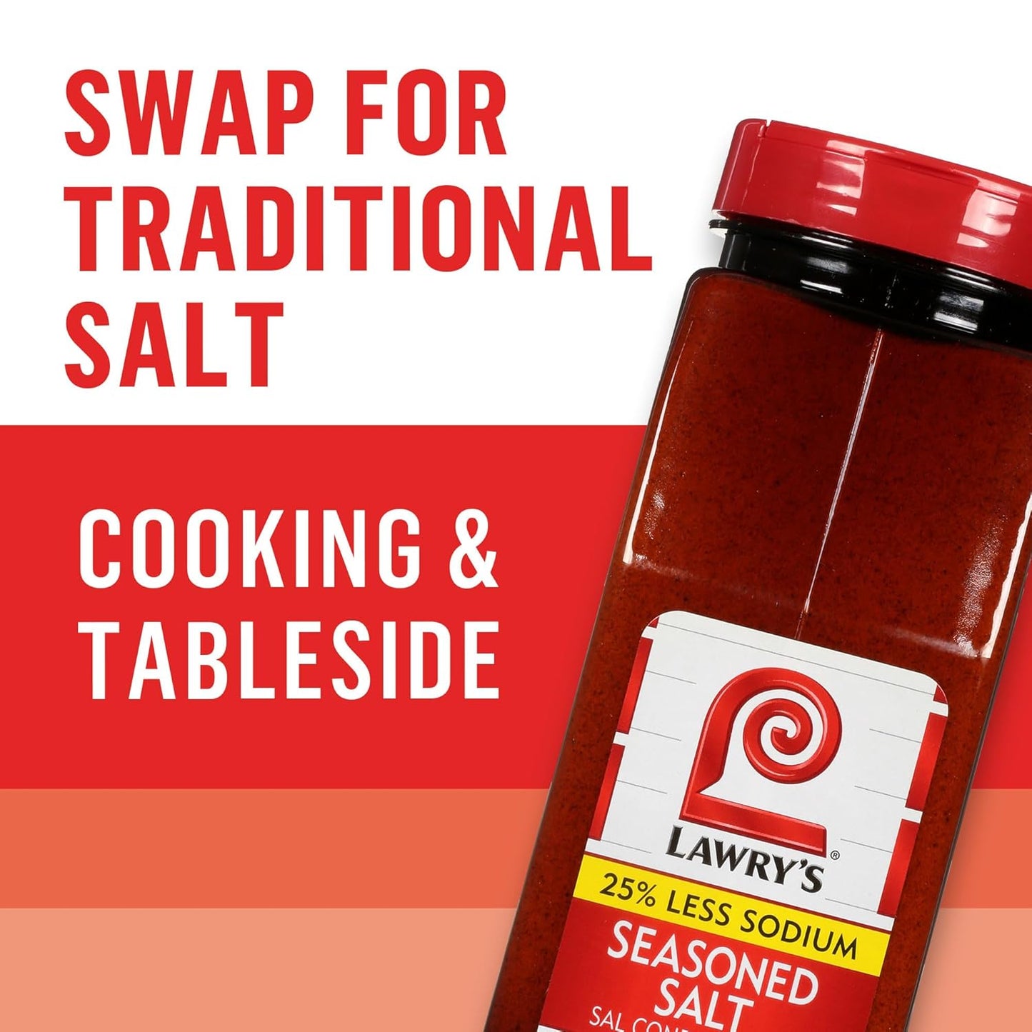 Lawry's 25% Less Sodium Seasoned Salt – High-Volume 6-Pack for Foodservice Pros, Batch Cooking and Busy Prep Days