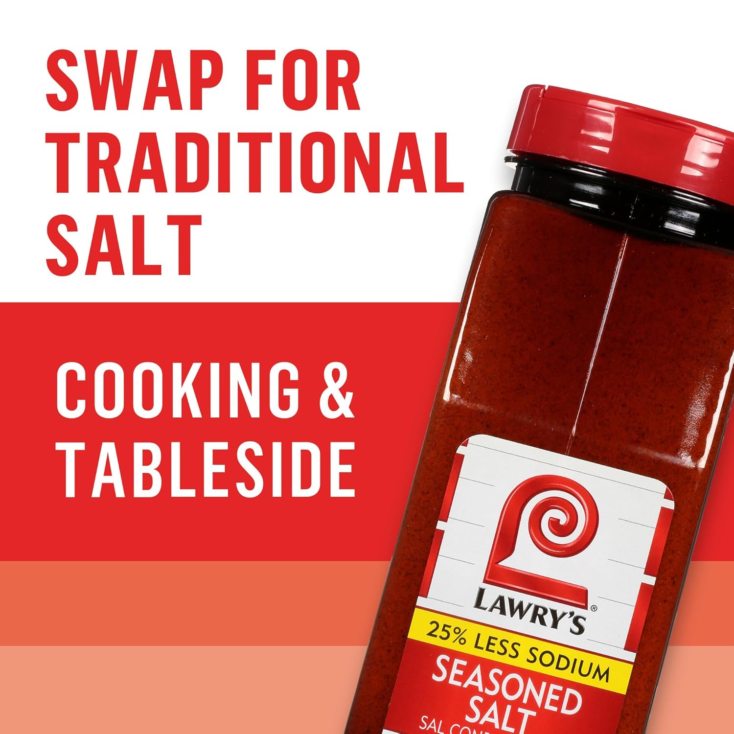 Lawry's 25% Less Sodium Seasoned Salt – High-Volume 6-Pack for Foodservice Pros, Batch Cooking and Busy Prep Days