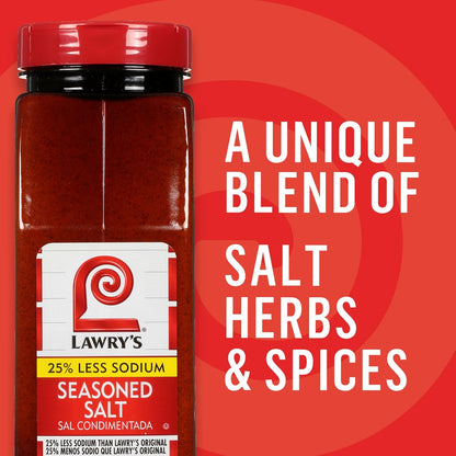 Lawry's 25% Less Sodium Seasoned Salt – High-Volume 6-Pack for Foodservice Pros, Batch Cooking and Busy Prep Days