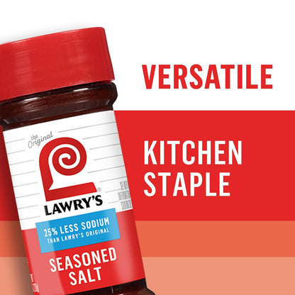 Lawry's 25% Less Sodium Seasoned Salt – Senior-Friendly Seasoning Blend for Low-Sodium Diets