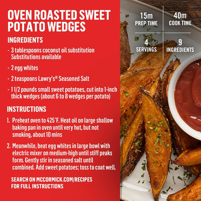 Lawry's 25% Less Sodium Seasoned Salt – Senior-Friendly Seasoning Blend for Low-Sodium Diets