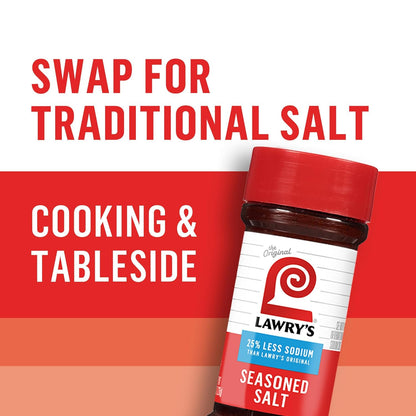 Lawry's 25% Less Sodium Seasoned Salt – Senior-Friendly Seasoning Blend for Low-Sodium Diets