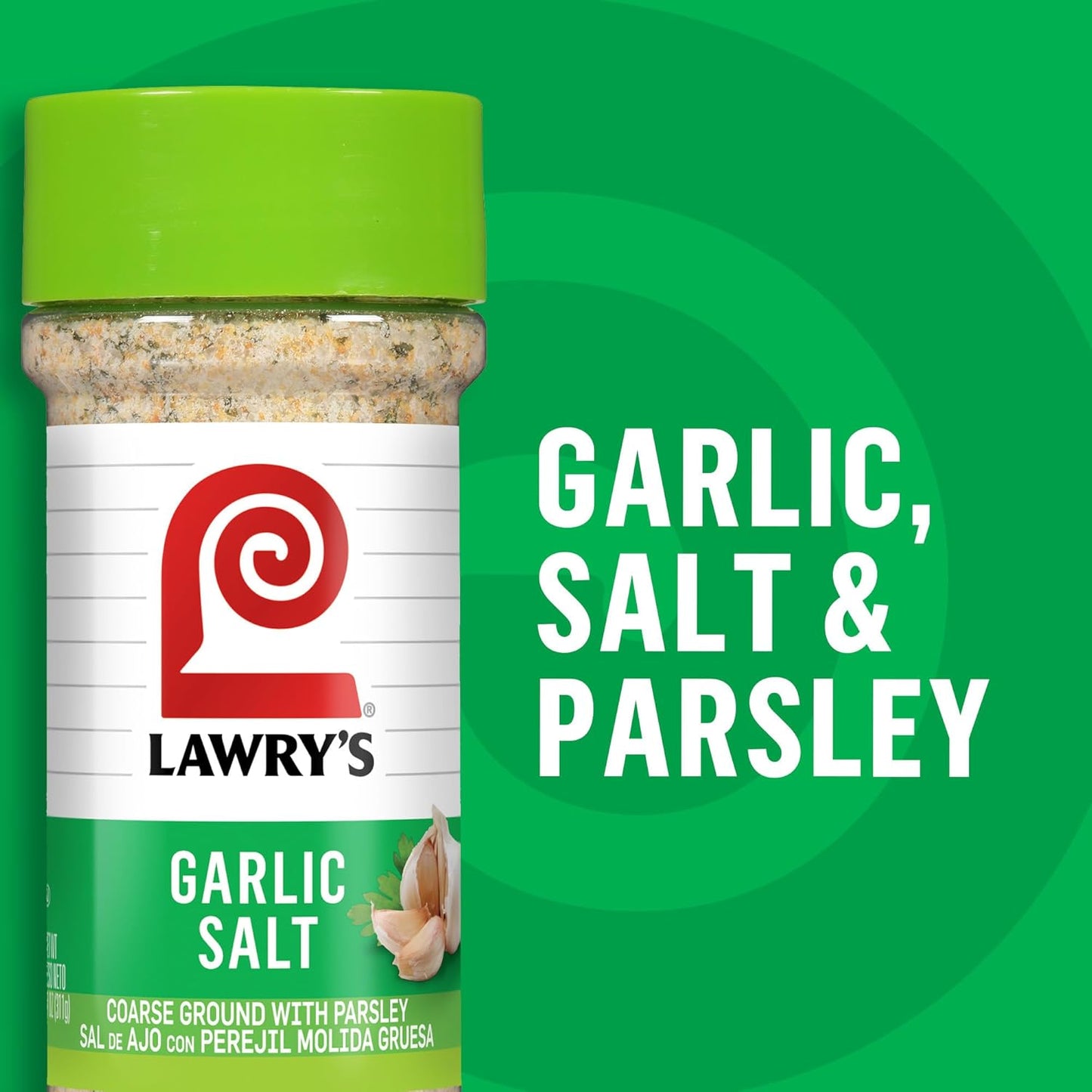 Lawry's Garlic Salt – Easy Table-Side Seasoning for Kid Snacks Like Eggs and Fries, 11 oz Shaker