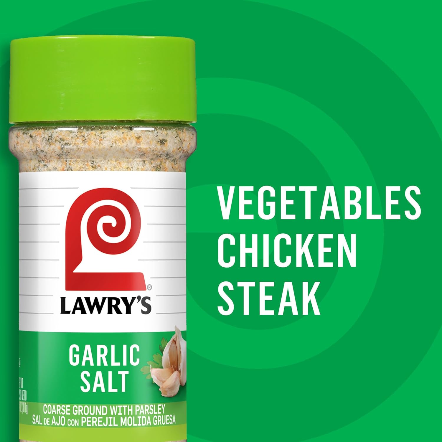 Lawry's Garlic Salt – Easy Table-Side Seasoning for Kid Snacks Like Eggs and Fries, 11 oz Shaker
