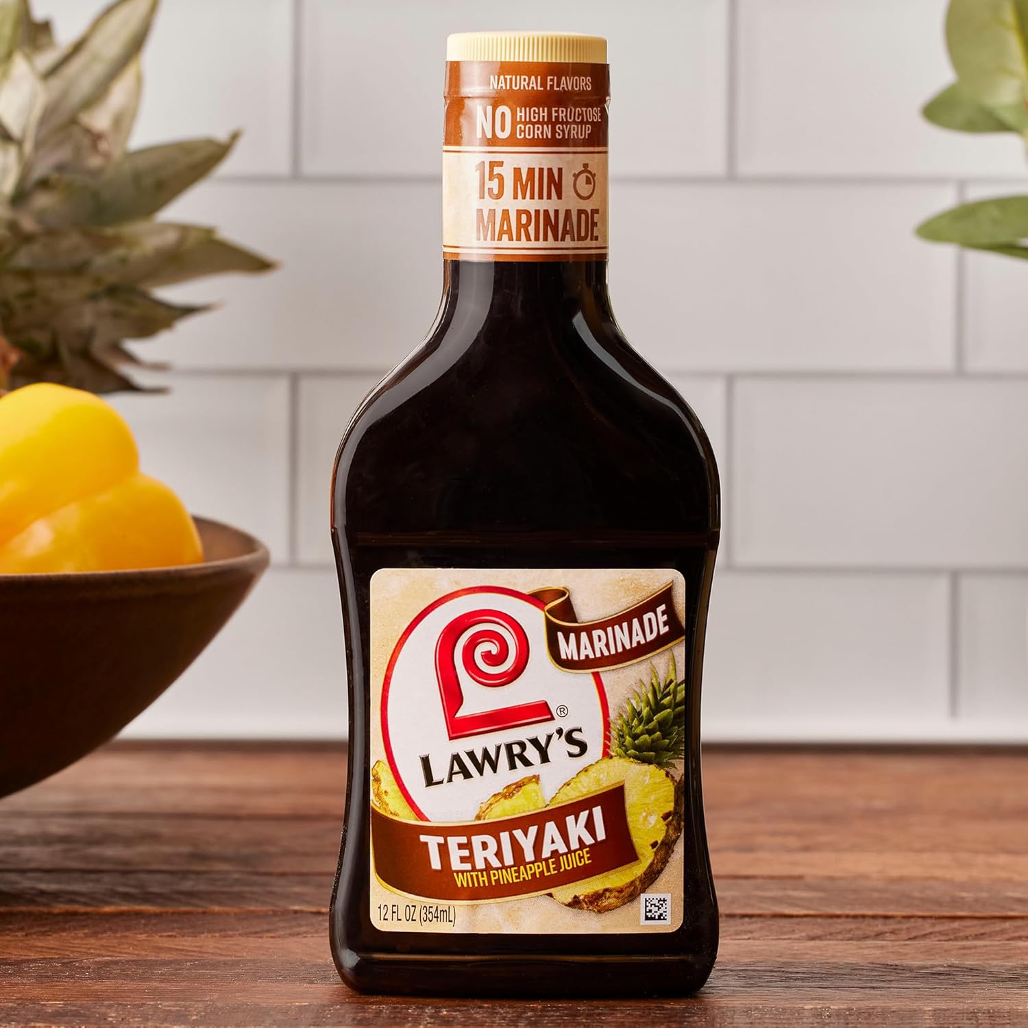 Lawry's Teriyaki With Pineapple Juice Marinade – Camp Cookout Sauce for Kabobs, Burgers, and Grilled Fish, 12 fl oz