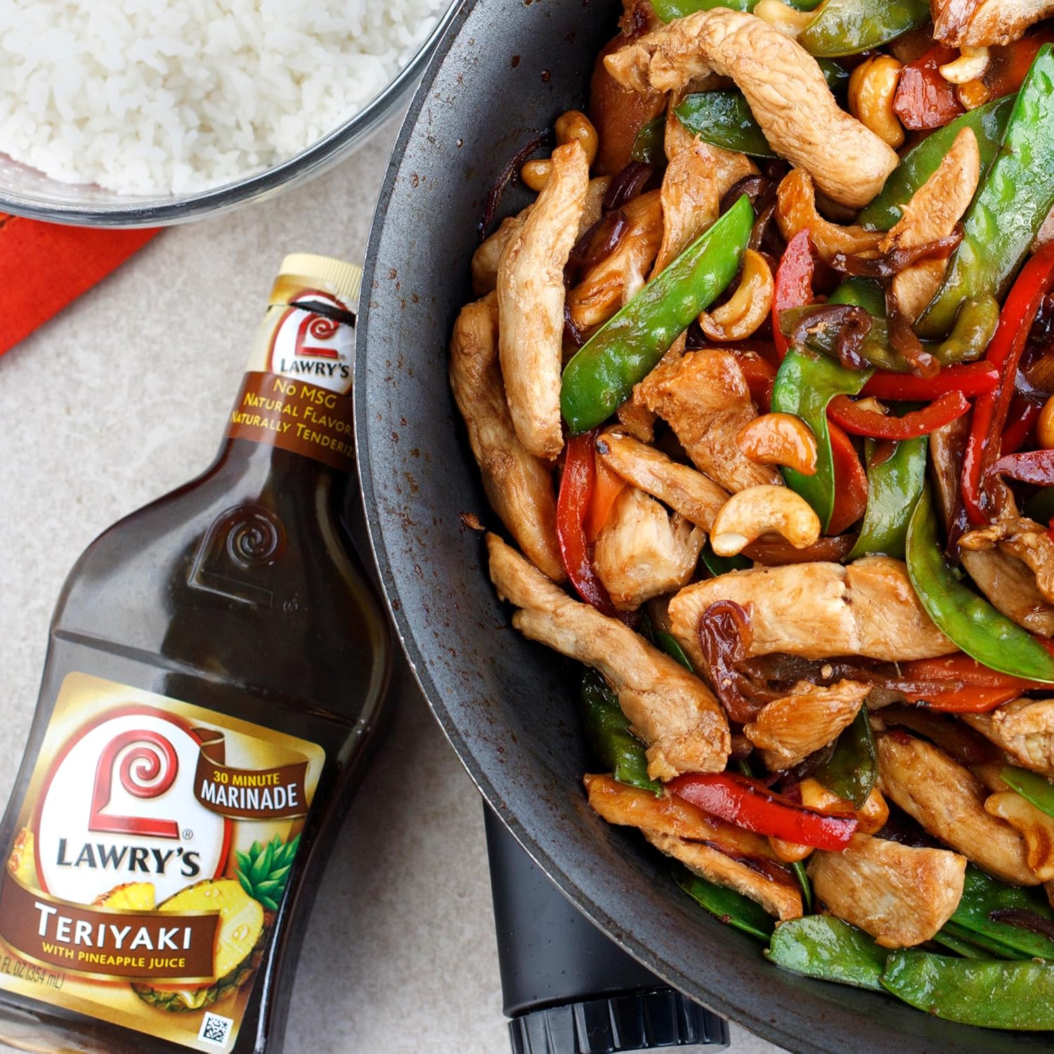 Lawry's Teriyaki With Pineapple Juice Marinade – Camp Cookout Sauce for Kabobs, Burgers, and Grilled Fish, 12 fl oz
