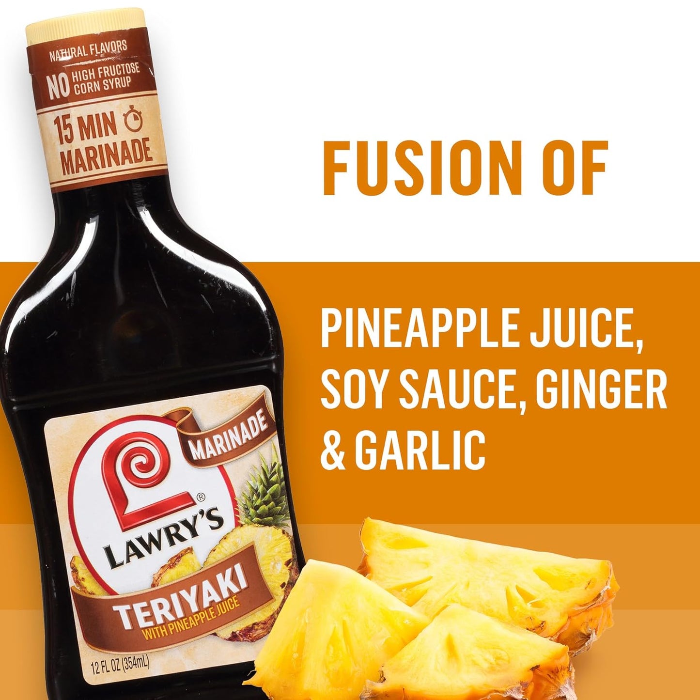 Lawry's Teriyaki With Pineapple Juice Marinade – Camp Cookout Sauce for Kabobs, Burgers, and Grilled Fish, 12 fl oz
