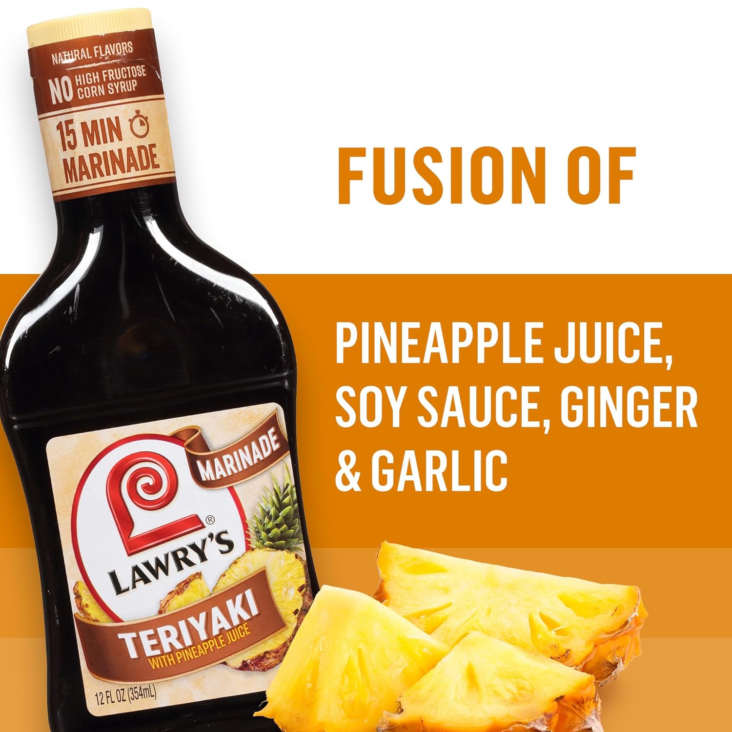 Lawry's Teriyaki With Pineapple Juice Marinade – Camp Cookout Sauce for Kabobs, Burgers, and Grilled Fish, 12 fl oz