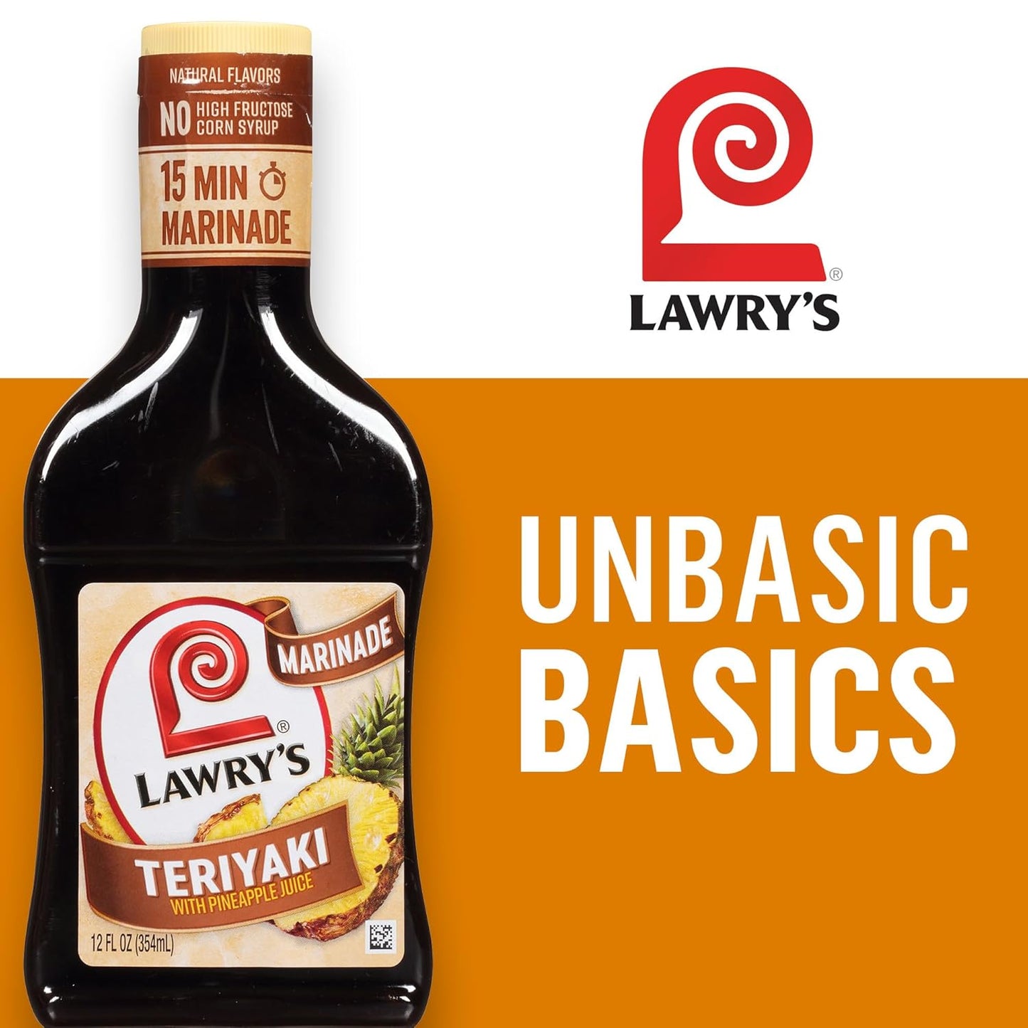 Lawry's Teriyaki With Pineapple Juice Marinade – Camp Cookout Sauce for Kabobs, Burgers, and Grilled Fish, 12 fl oz