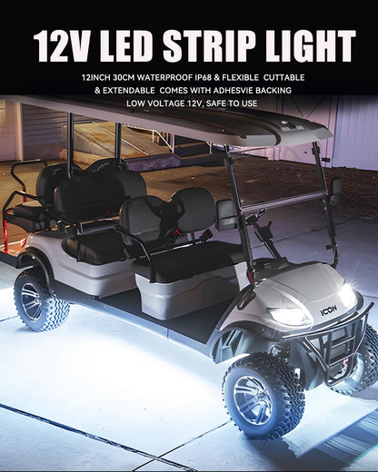 LEDMOMO 12V Weatherproof LED Strip for Patio Umbrellas, Camping Tents & Deck Lighting, 4-Pack 24"