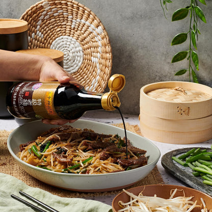 Lee Kum Kee Premium Dark Soy Sauce – Sodium-Smart Asian Cooking Companion for Balanced Weeknight Dinners, Rich Color from a Single Spoon