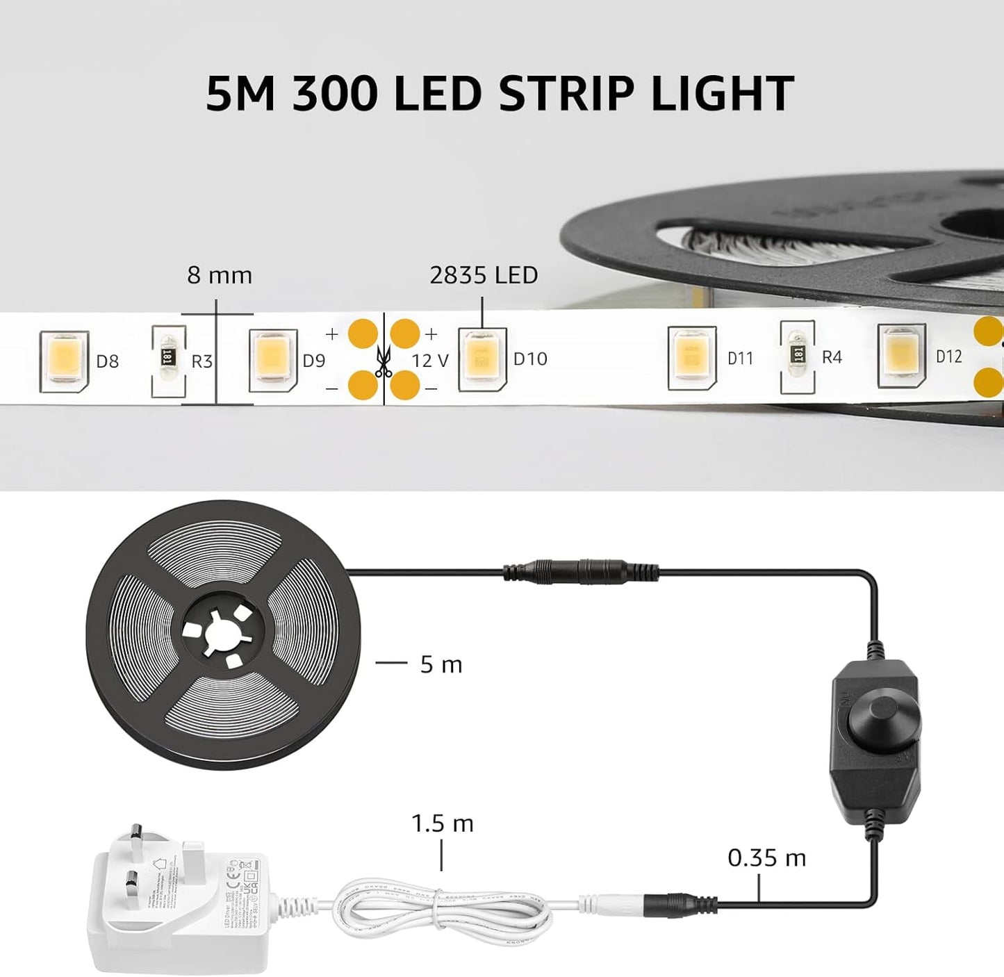 Lepro 16.4ft LED Strip – Under Cabinet Task Light for Cooking, Reading, and Late Night Work Sessions