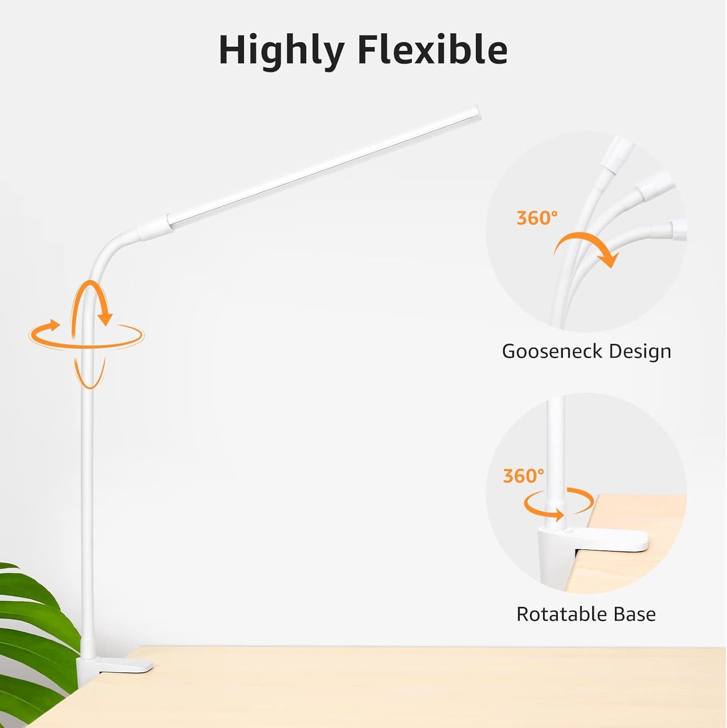 Lepro Clamp-On Workbench Light for Night Shift Laptops, USB Powered 5W LED with Flexible Swing Arm