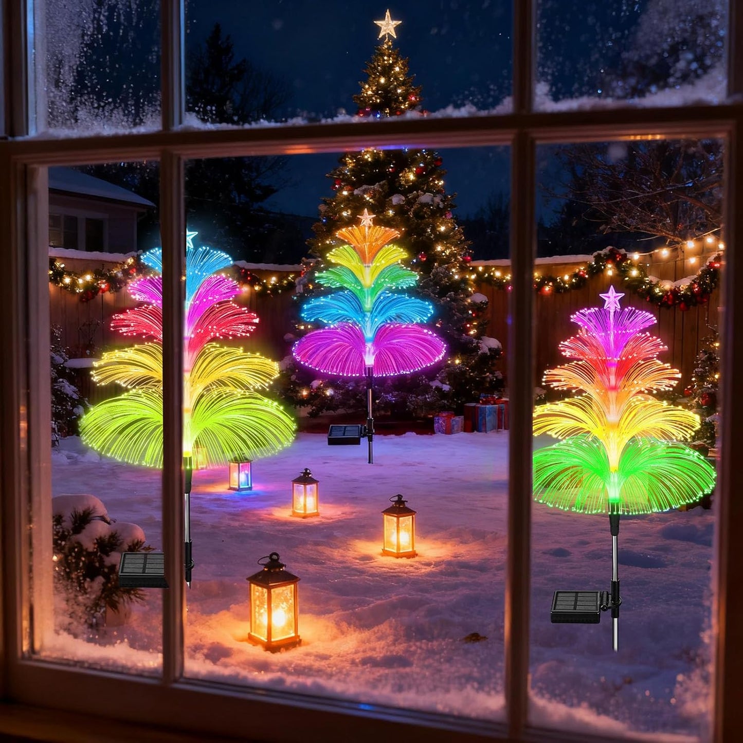 Less Is More Holiday Lights 3 Pack – Solar Powered Fiber Optic Christmas Trees for Intentional Outdoor Decor