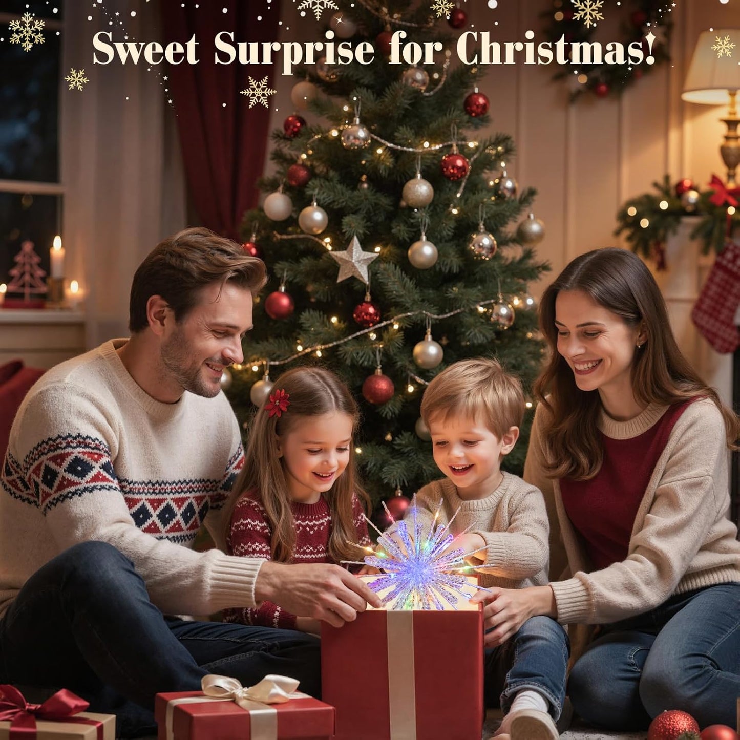 Lewondr LED Snowflake Xmas Topper – Worry-Free Holiday Lighting, No Flame No Wax No Burn Risk with 6H Timer