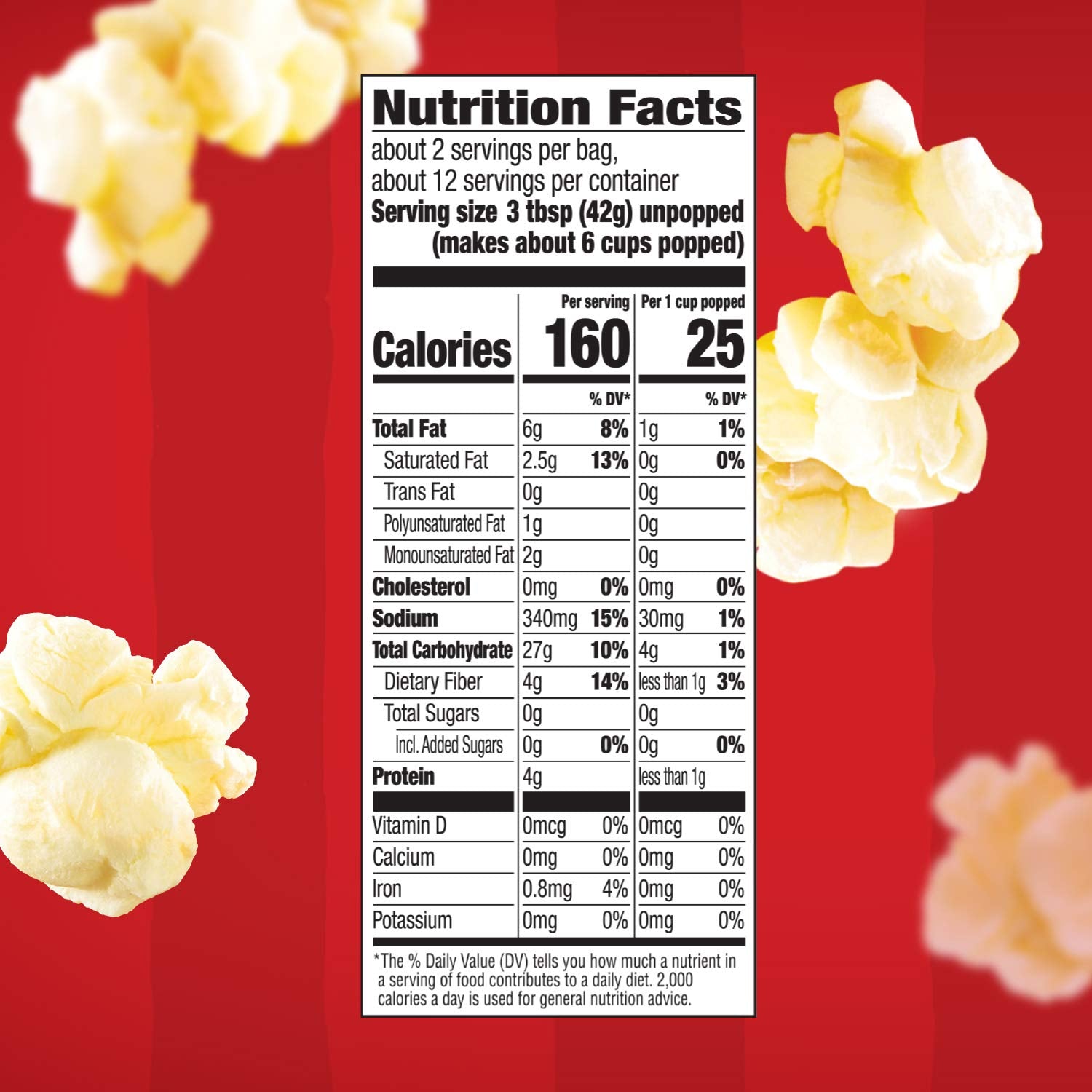 light butter formulation with 50% less fat than regular butter popcorn