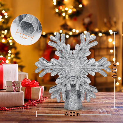 LightOfTree Silver Snowflake Xmas Topper – Pet & Child Safe Holiday Lighting, Clean Air, Worry-Free Setup