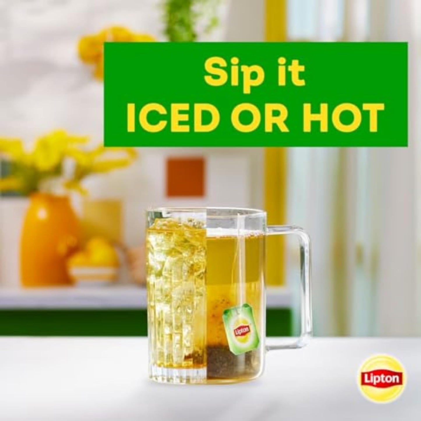 Lipton Peach Green Tea Bags – Study Session Focus Tea for Long Workdays, Peach Flavor with L-Theanine