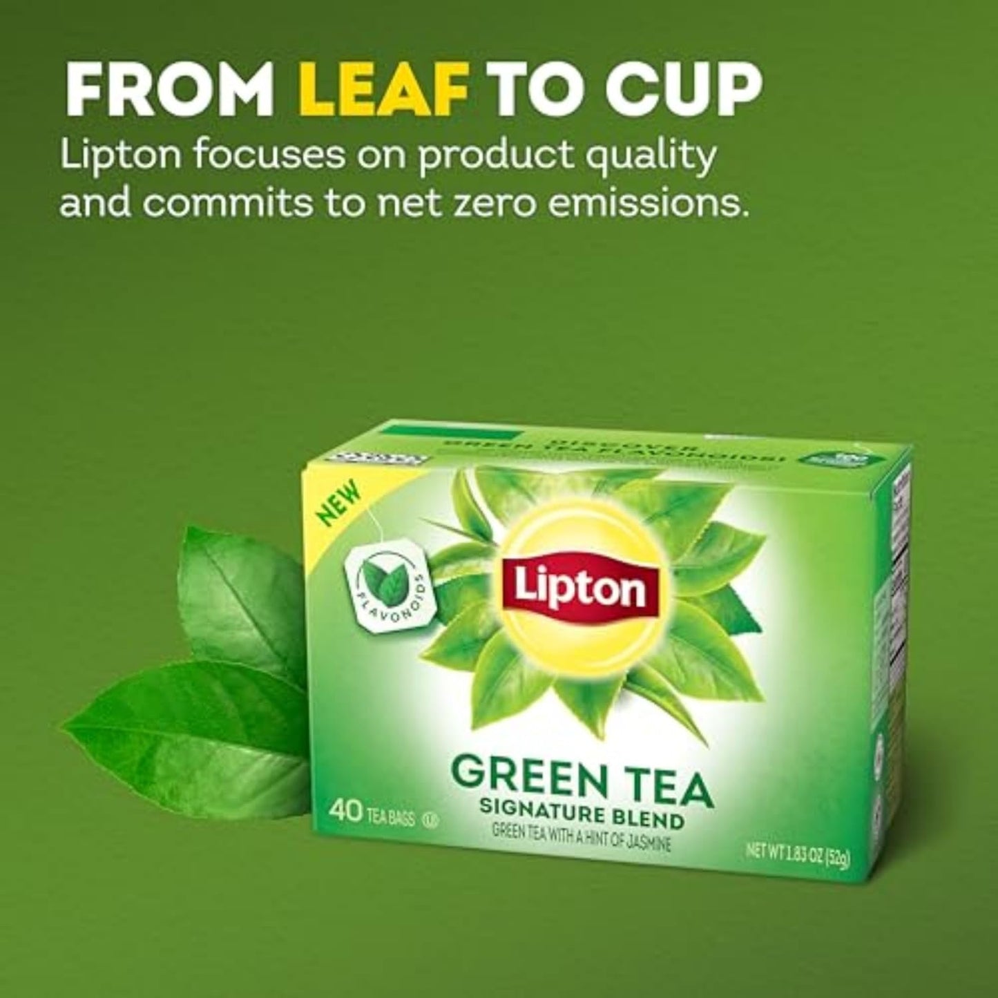 Lipton Unsweetened Green Tea – Picnic and Camping Tea, 40-Count Box for Travel