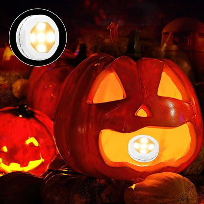 Litake Baby Friendly Pumpkin Lights 3-Pack, No Flame Touch Activated LED Puck for Halloween Nursery and Playroom Glow