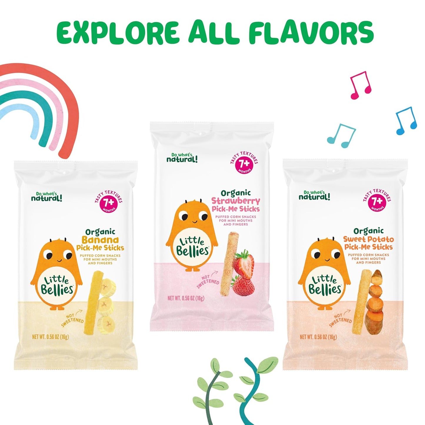 Little Bellies Organic Strawberry Pick-Me Sticks – Clean-Ingredient Baby Snack Free from Artificial Additives