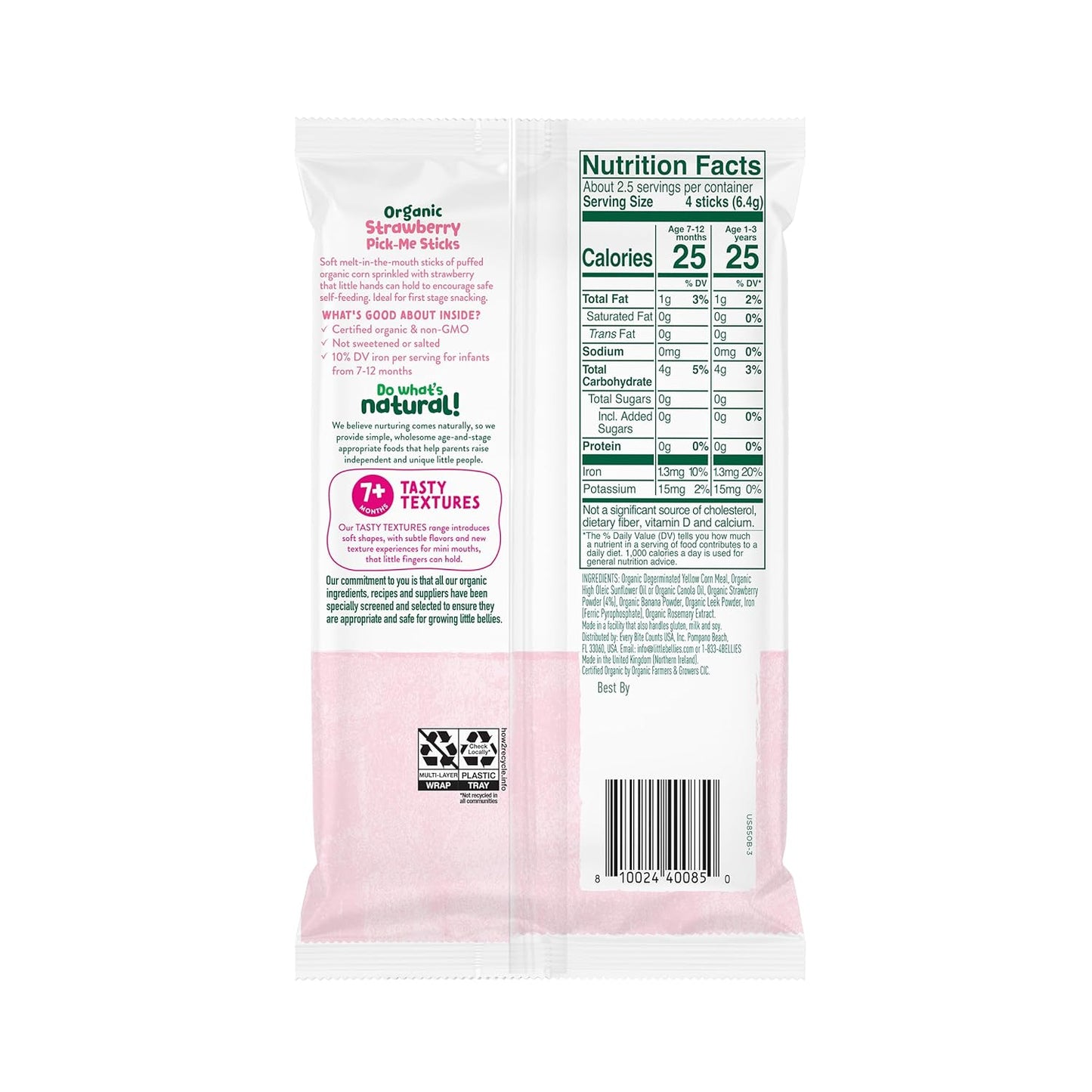 Little Bellies Organic Strawberry Pick-Me Sticks – Clean-Ingredient Baby Snack Free from Artificial Additives