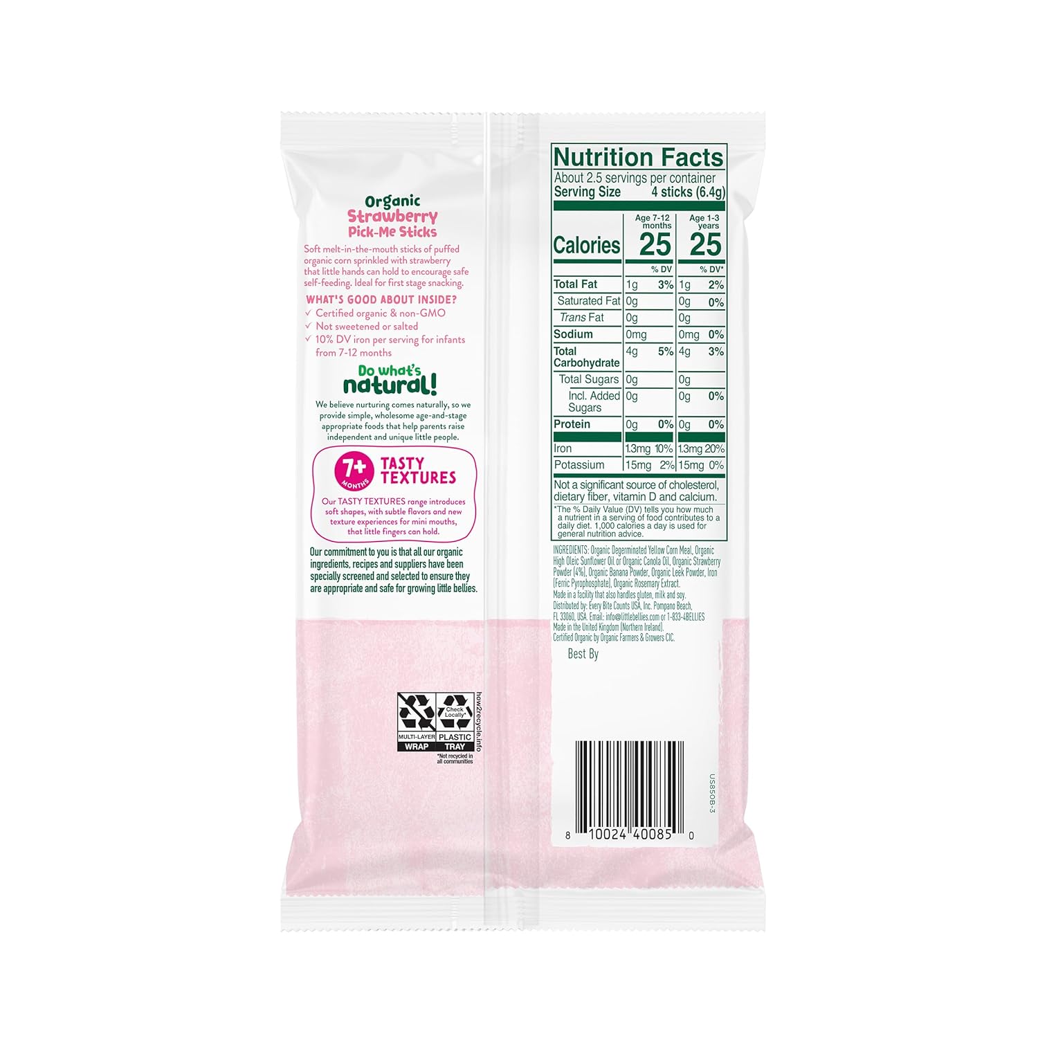 Little Bellies Organic Strawberry Pick-Me Sticks – Clean-Ingredient Baby Snack Free from Artificial Additives