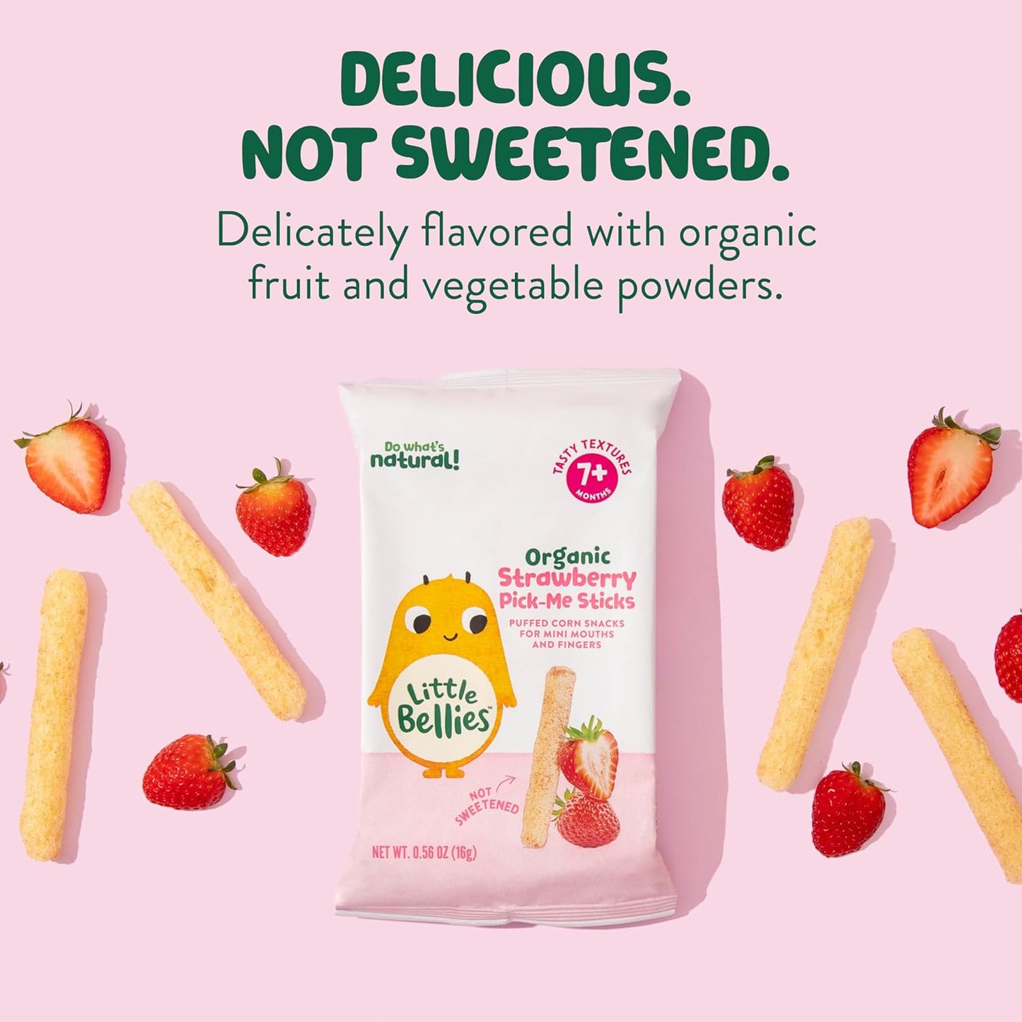 Little Bellies Organic Strawberry Pick-Me Sticks – Clean-Ingredient Baby Snack Free from Artificial Additives