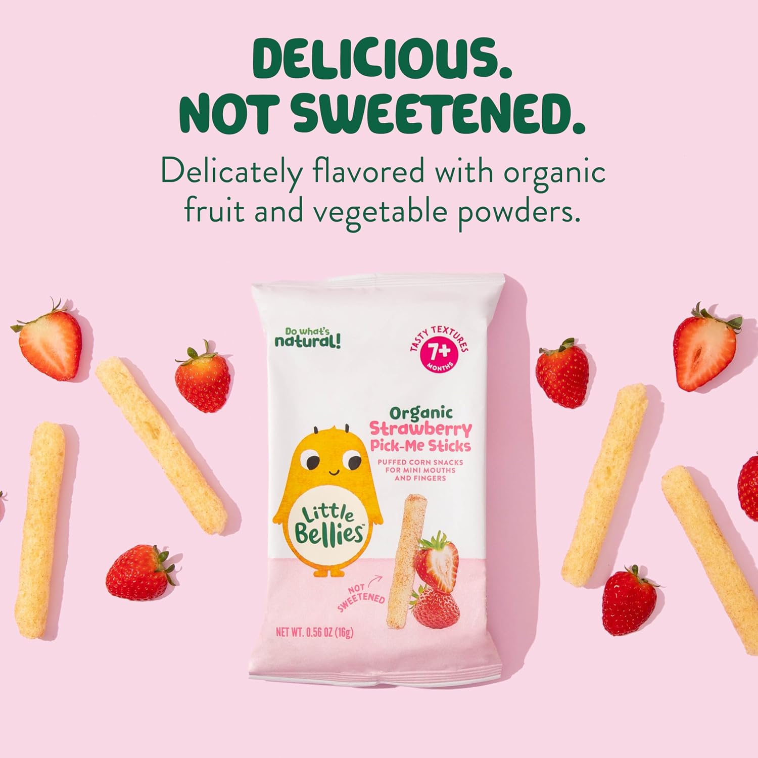 Little Bellies Organic Strawberry Pick-Me Sticks – Clean-Ingredient Baby Snack Free from Artificial Additives