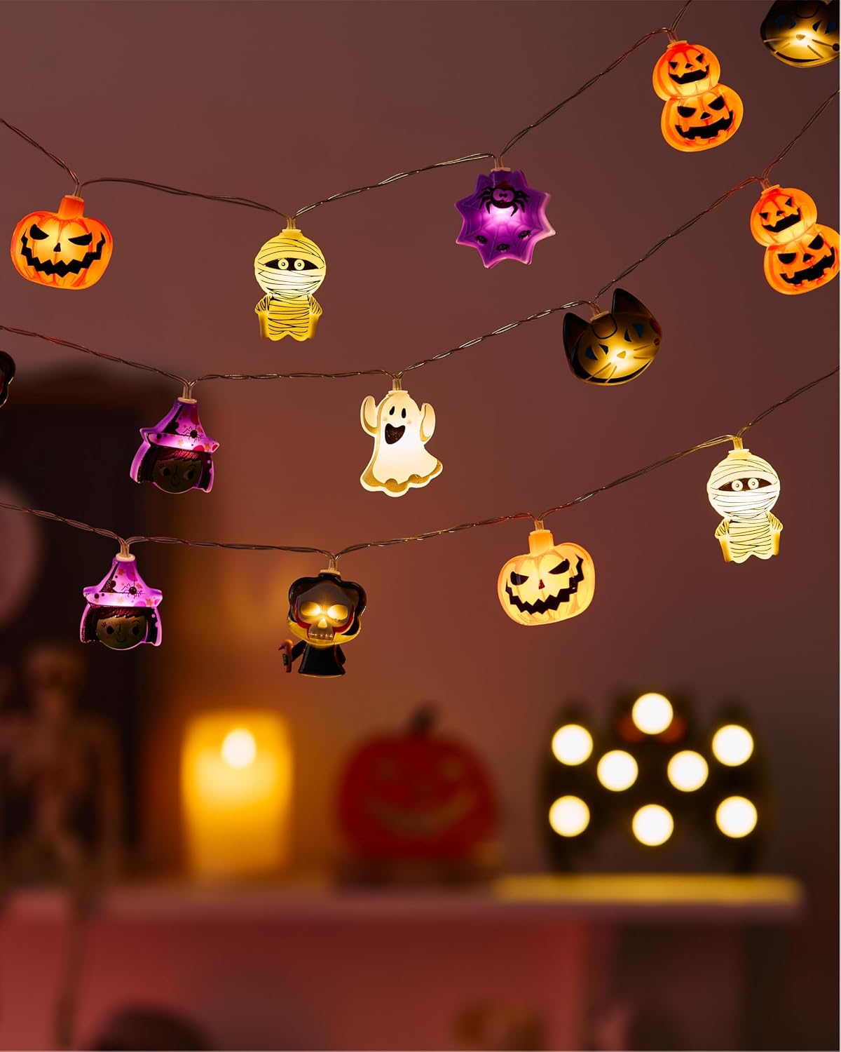 LOLStar Halloween String Lights 6 Hour Timer LED Garland for Kids Halloween Party Classroom and Trick or Treat Setup