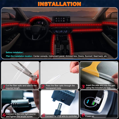 Lotus Lantern Fiber Optic Car Lights – Cool First-Car Gift for New Teen Drivers, 16M Color App-Controlled Kit