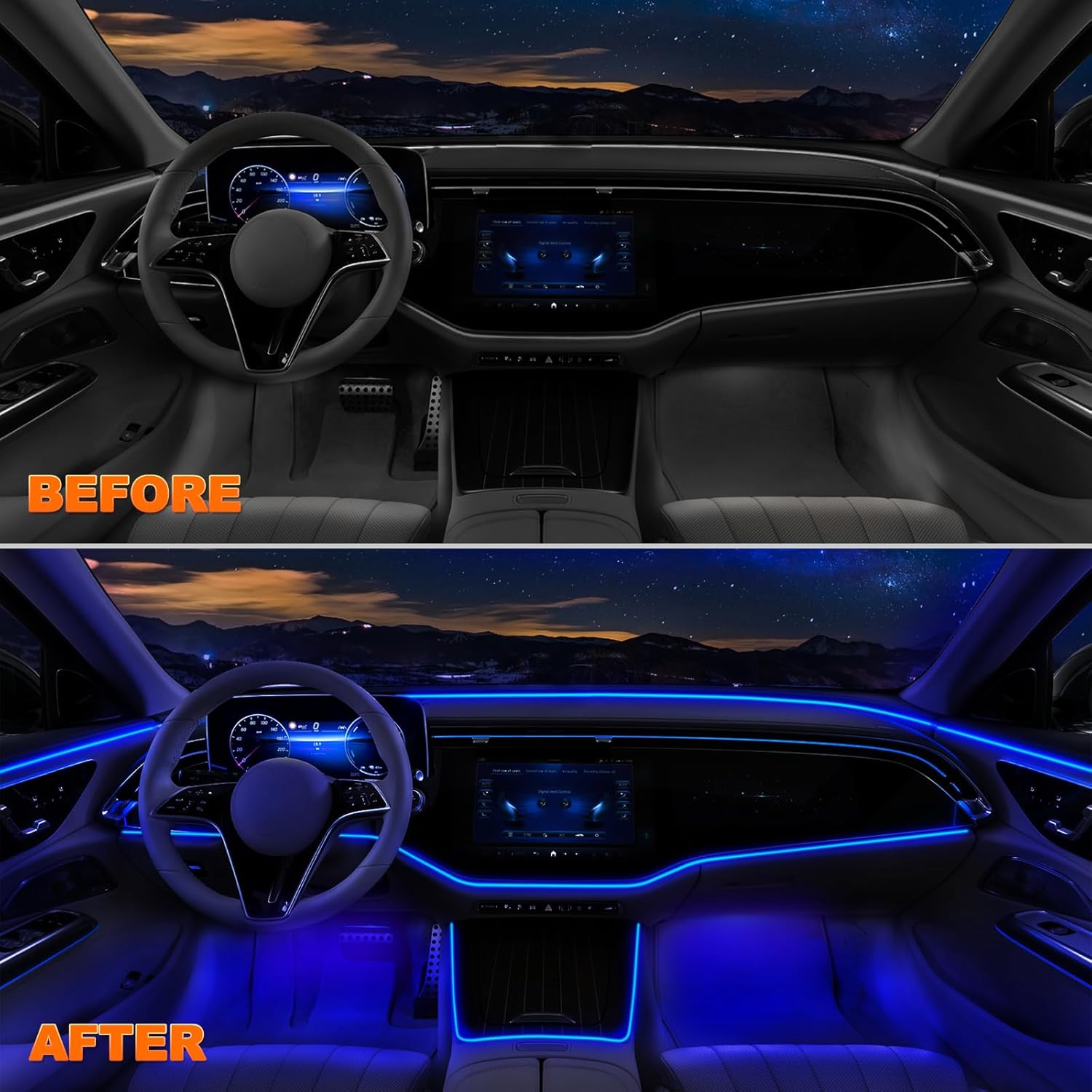 Lotus Lantern Fiber Optic Car Lights – Cool First-Car Gift for New Teen Drivers, 16M Color App-Controlled Kit