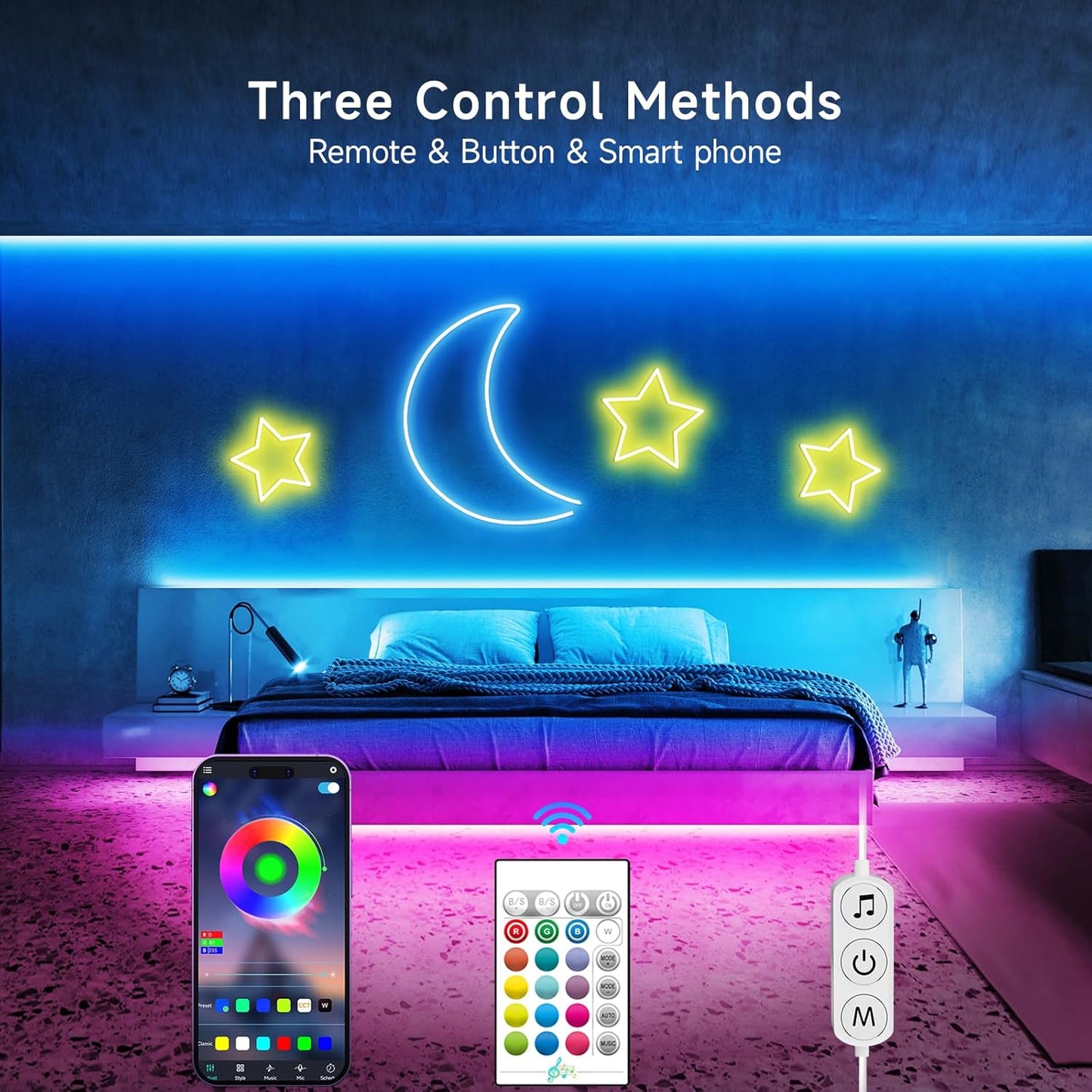 LotusLamp Outdoor Music Sync Neon Rope Light for Camping Night, Portable 19.68ft RGB LED Strip with Bluetooth App