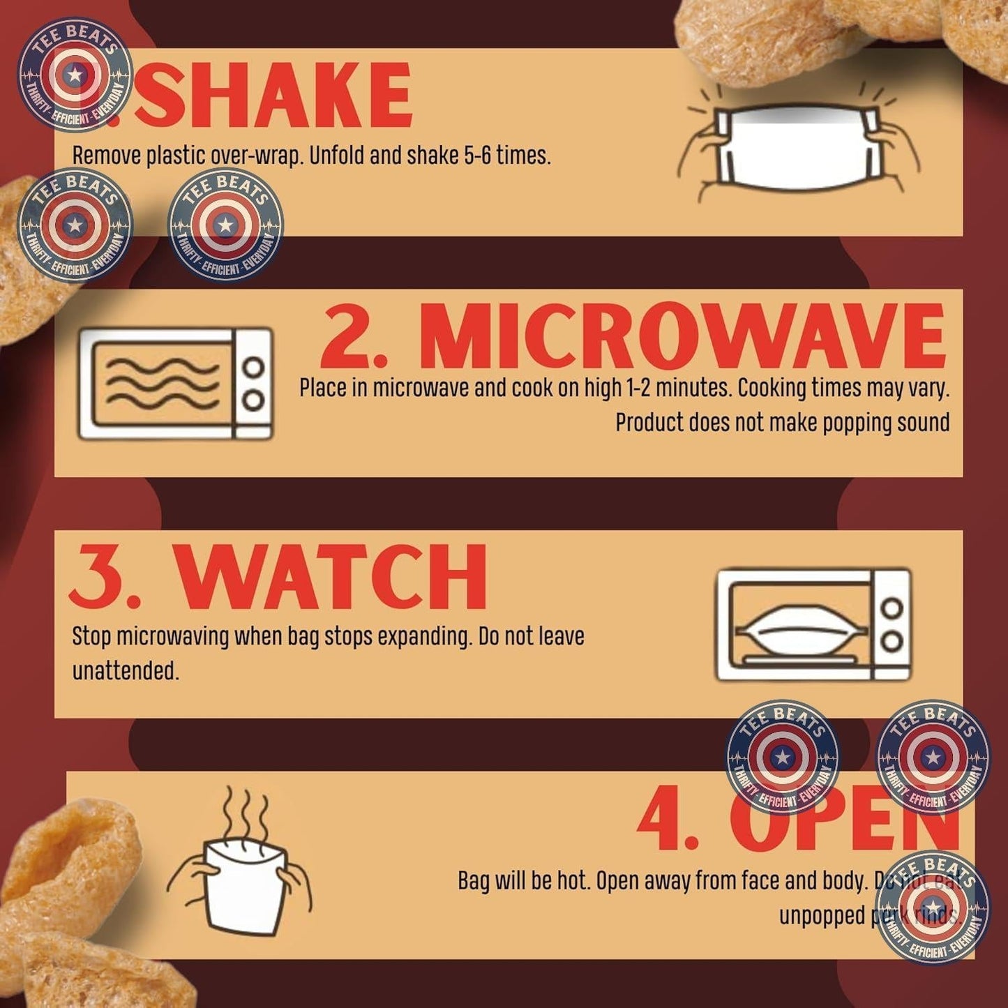 Lowrey's Bacon Curls Microwave Pork Rinds (Chicharrones), Original – Guilt-Free Single-Serve Snack for Low-Carb Wellness Lifestyles